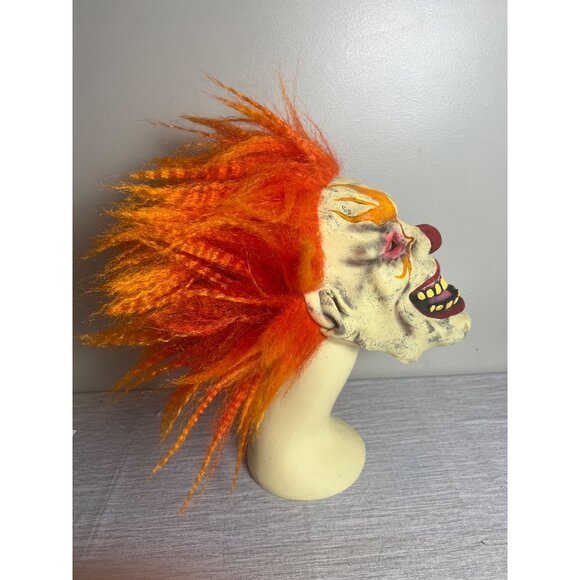 Evil Clown Mask Scary Rubber Latex Halloween Paper Magic Group Flames Rare - Picture 4 of 7